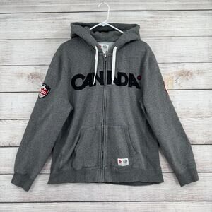 Hudson's Bay Canada 2010 Olympics Full Zip Hoodie Mens Large Gray Embroidered